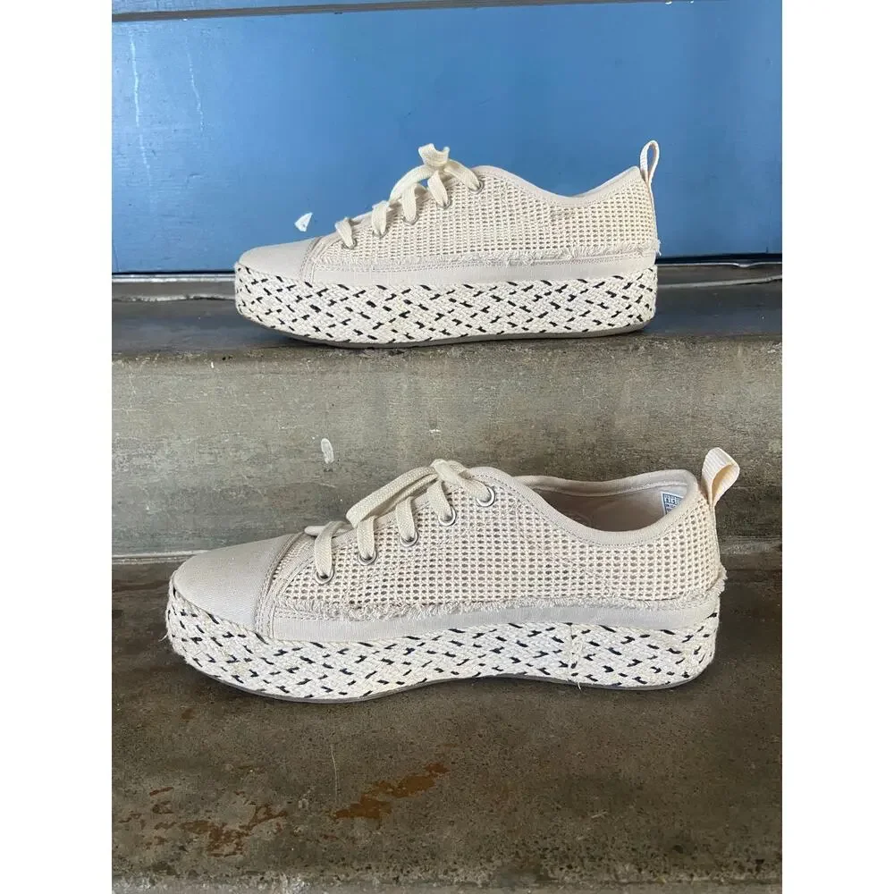 Bob’s by Skechers “Sesame Cute Height” natural platform lace up fashion sneaker
